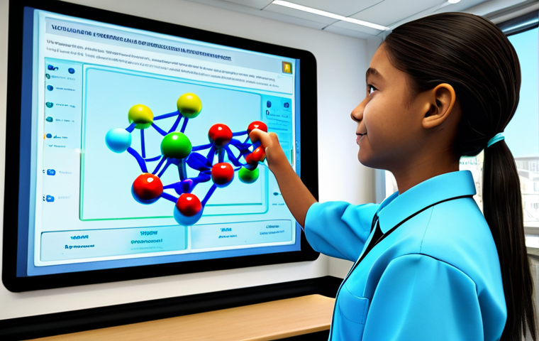 Interactive Learning** "A fully clothed student wearing appropriate attire interacts with a holographic simulation of molecules in a science classroom. The scene is bright and engaging, promoting interactive education. Safe for work, professional setting, perfect anatomy, natural proportions, high quality render, educational environment." **