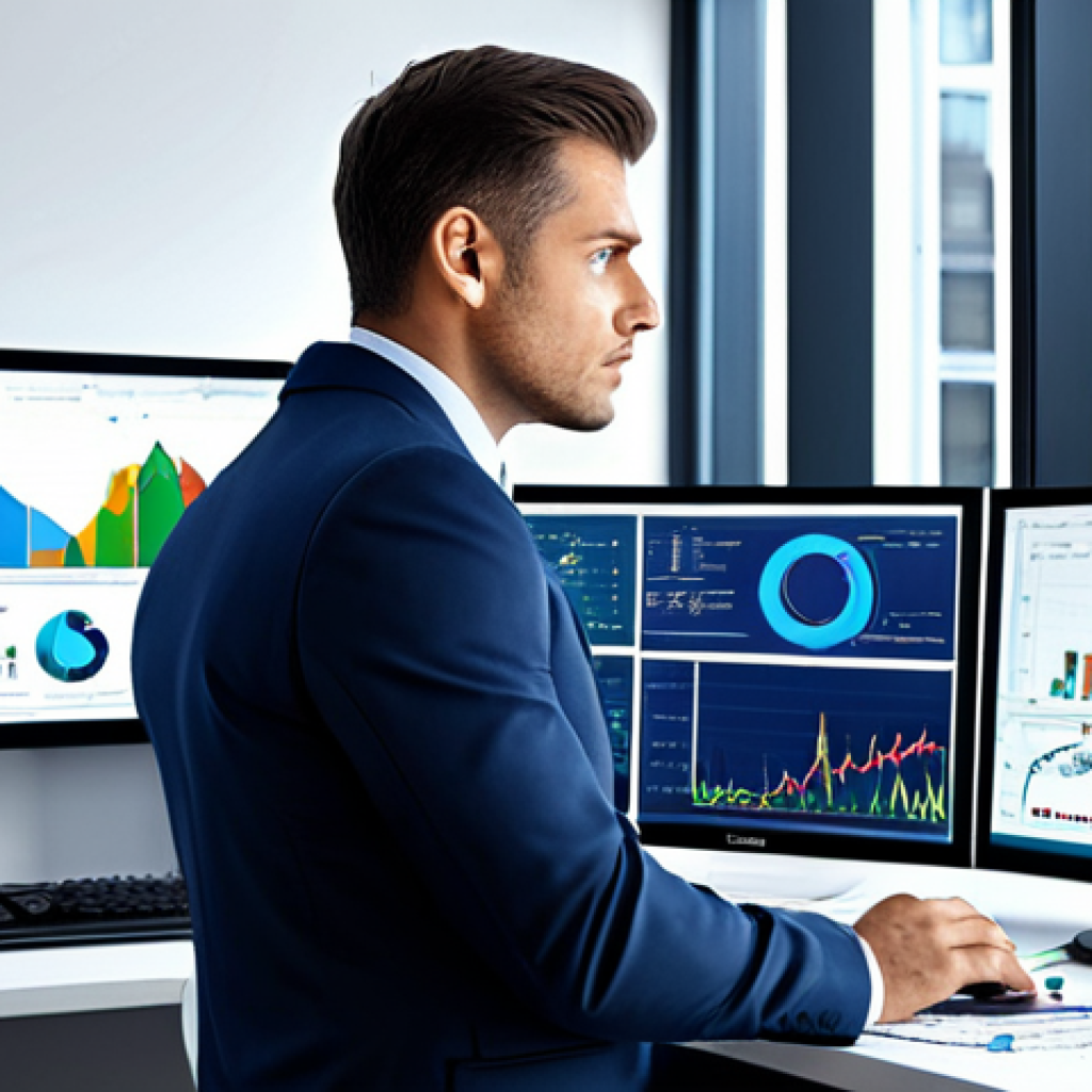 양자 컴퓨터의 투자 및 재무 분석 - Quantum Finance Analyst** "A professional financial analyst in a modern office, wearing a fully clo...